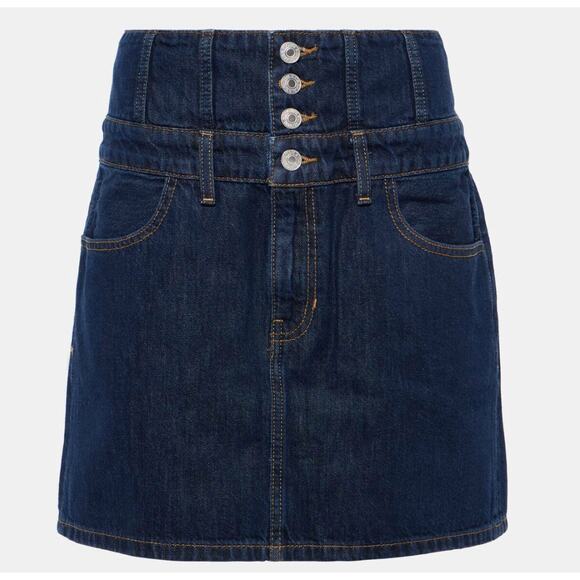 RE/DONE Corset Denim Mini Skirt Indigo SIZE 27 Jean Western Designer $285 NEW - Picture 3 of 12